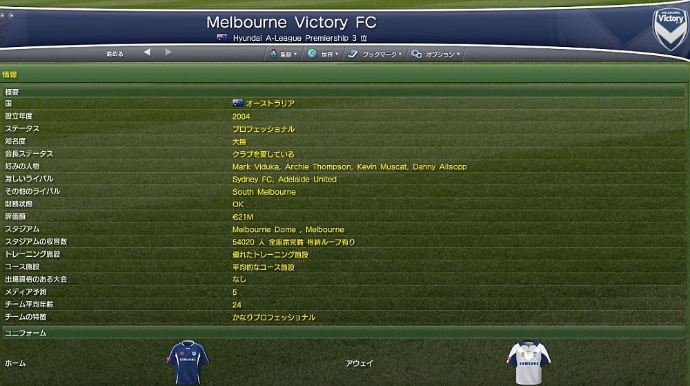 Melbourne Victory FC クラブ情報